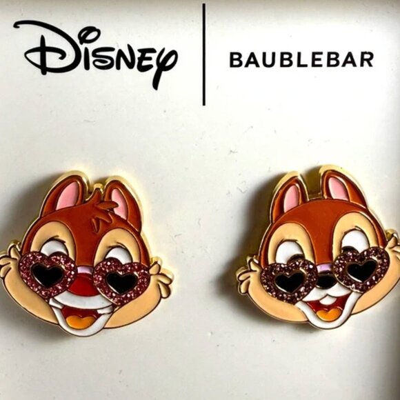 BaubleBar Disney Chip and Dale Valentine Rhinestone Sunglasses Earrings NIB - Picture 2 of 4